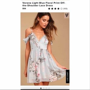 Lulus Blue floral off the shoulder dress